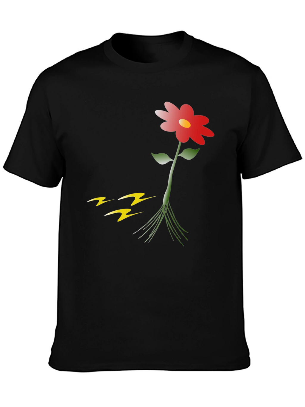 Flower Graphic Print Black T-Shirt