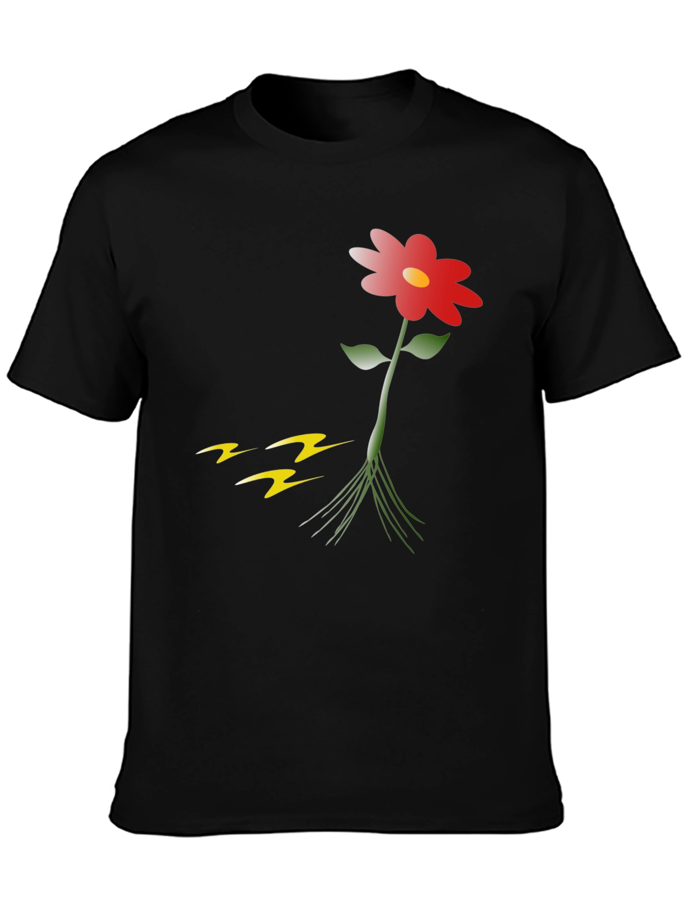 Flower Graphic Print Black T-Shirt