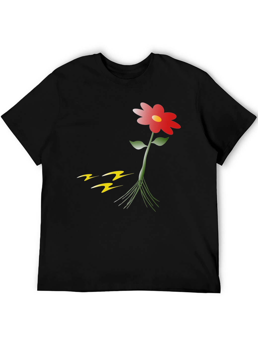 Flower Graphic Print Black T-Shirt