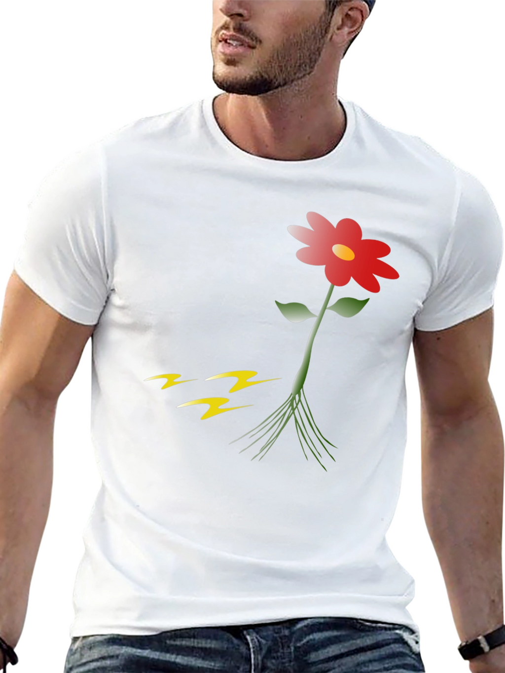 Flower Graphic Print Black T-Shirt