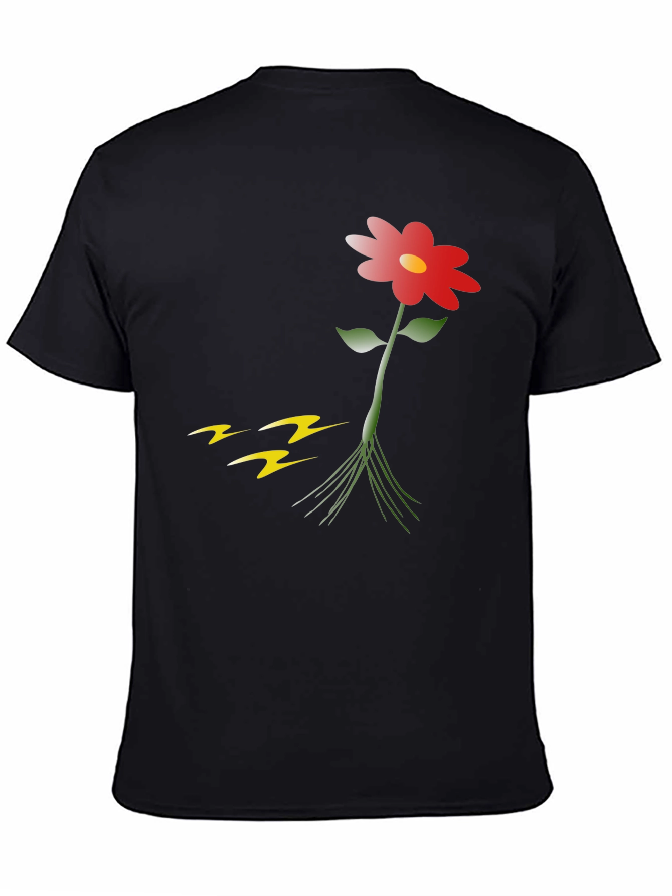 Flower Graphic Print Black T-Shirt