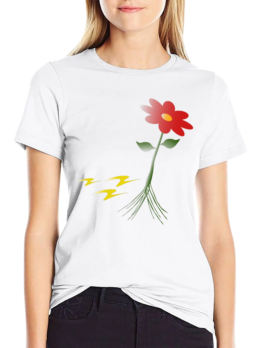 Flower Graphic Print Black T-Shirt