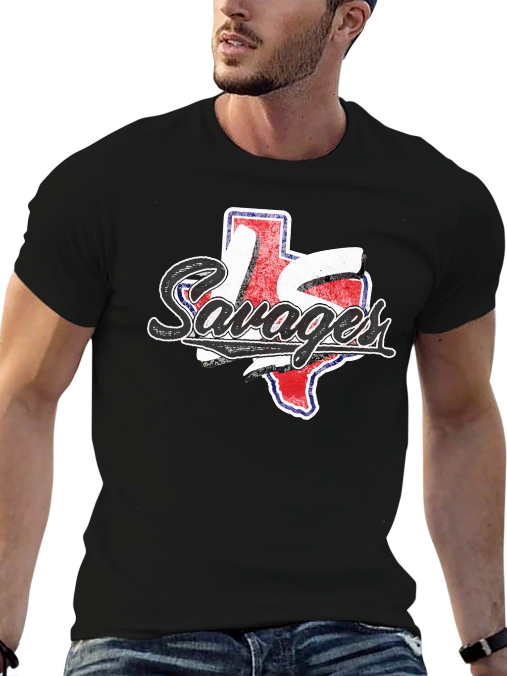 Texas Savages Graphic Tee - Black Cotton Casual Shirt