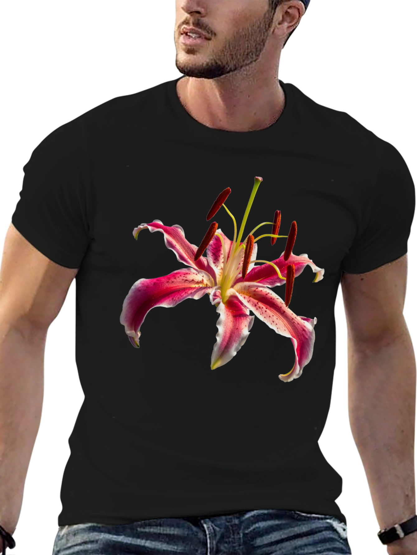 Floral Print T-Shirt - Elegant Lily Design