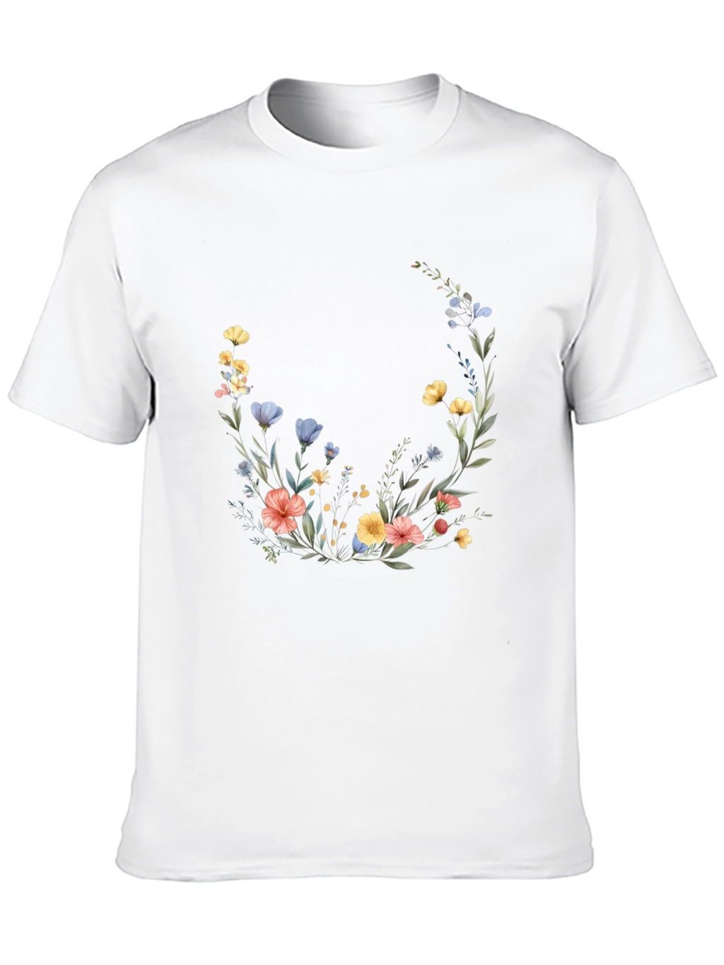 Floral Crescent Black T-Shirt