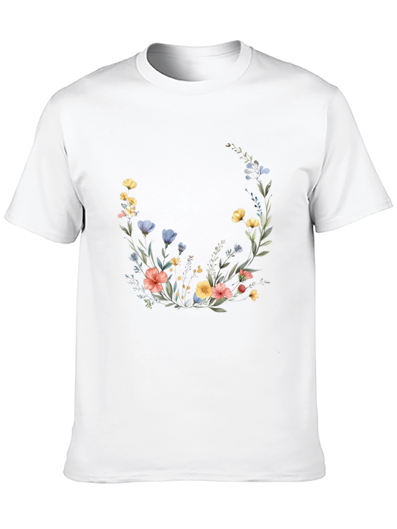 Floral Crescent Black T-Shirt