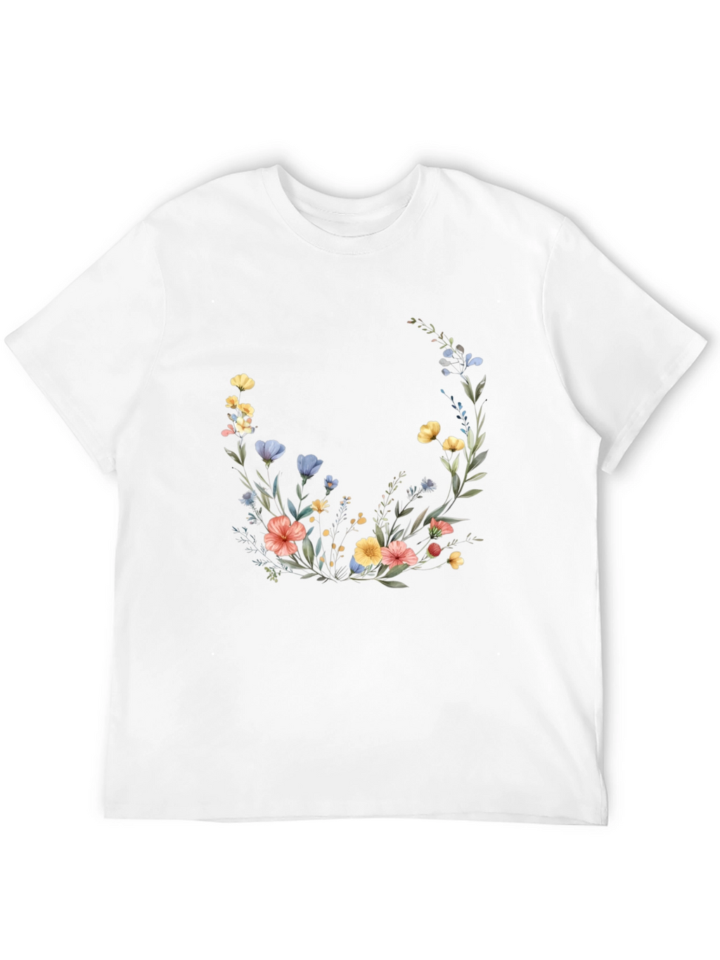 Floral Crescent Black T-Shirt