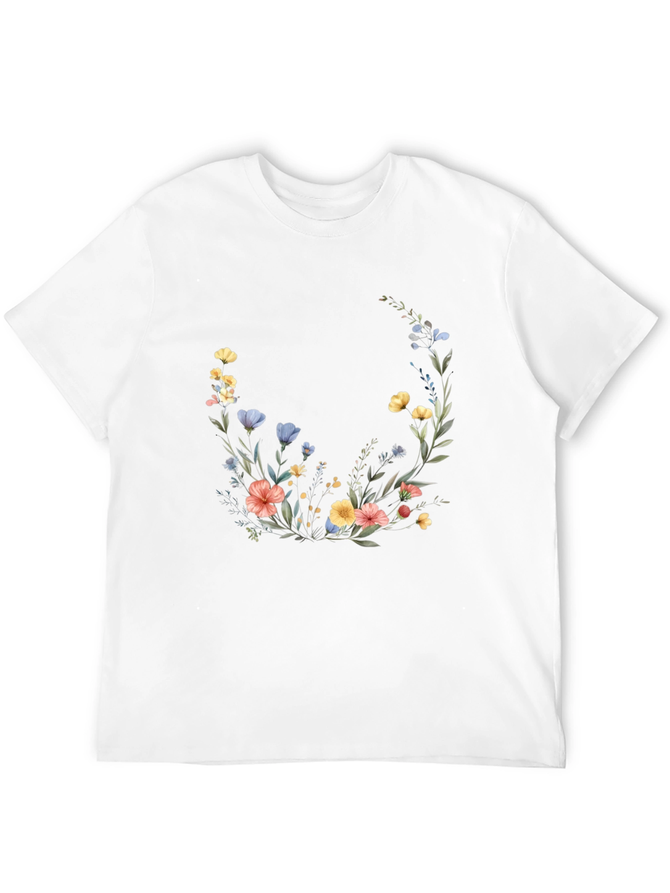 Floral Crescent Black T-Shirt