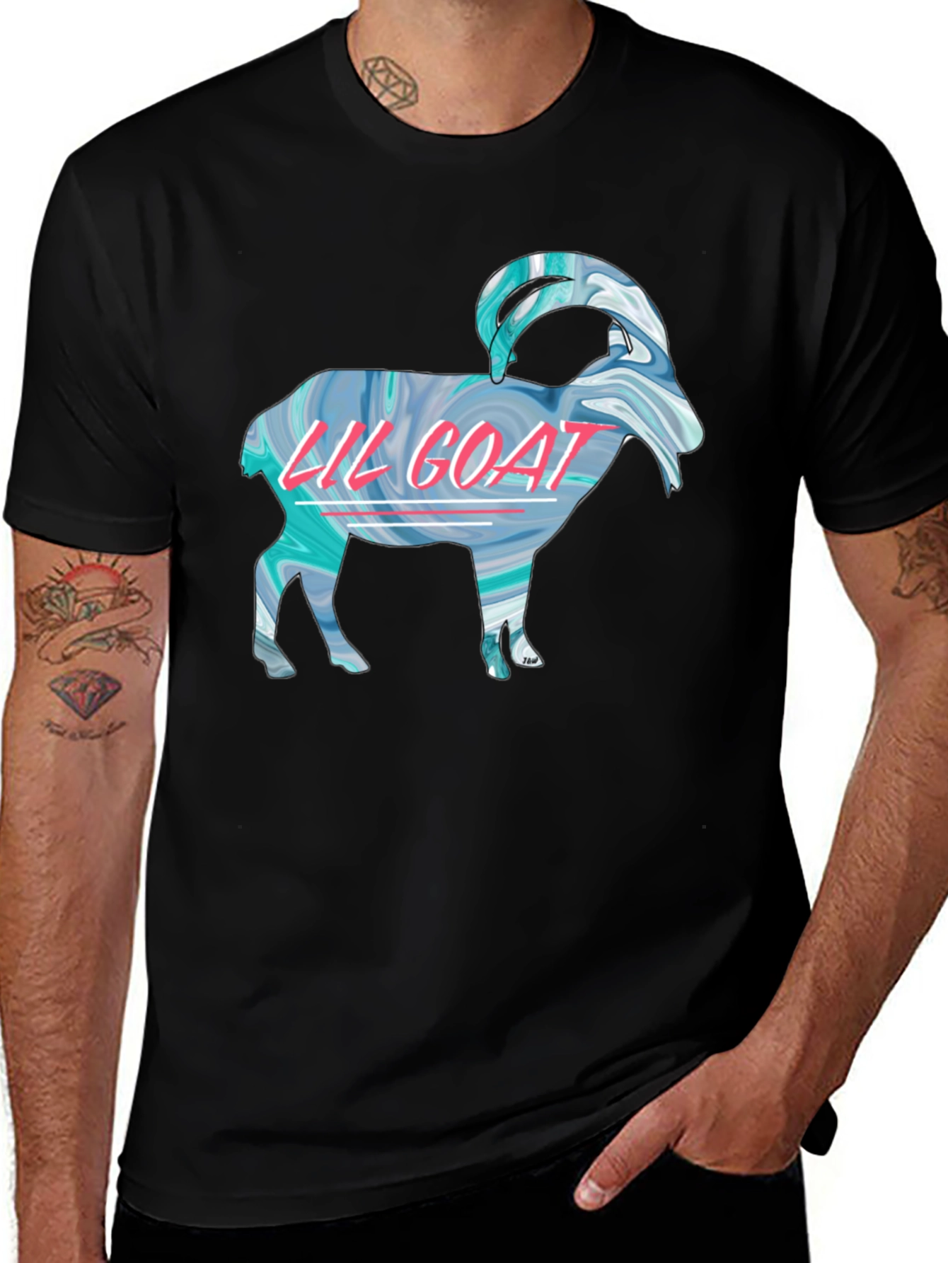 Lil Goat Graphic Tee - Black Cotton T-Shirt