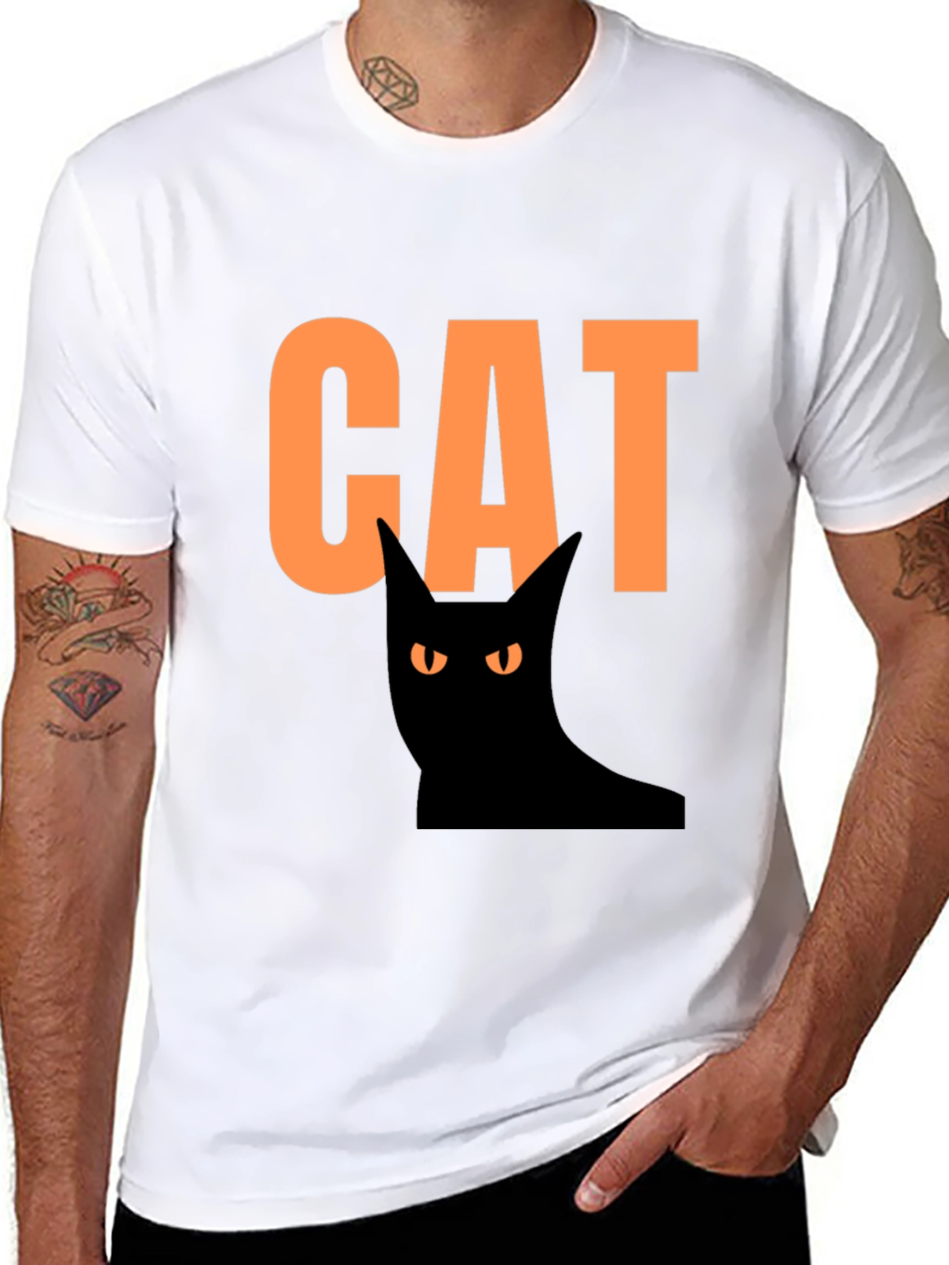 Halloween Cat Graphic Tee - Spooky Fun!