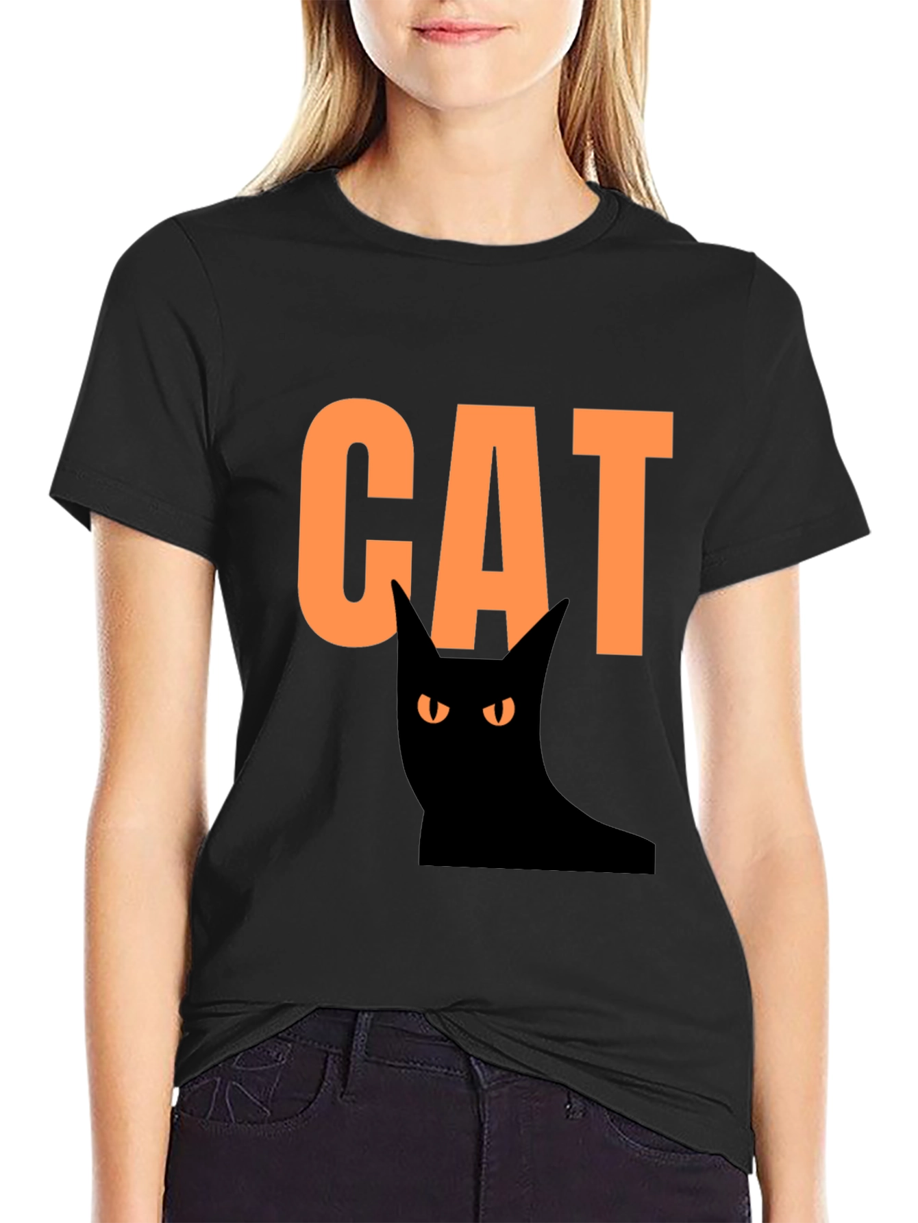 Halloween Cat Graphic Tee - Spooky Fun!