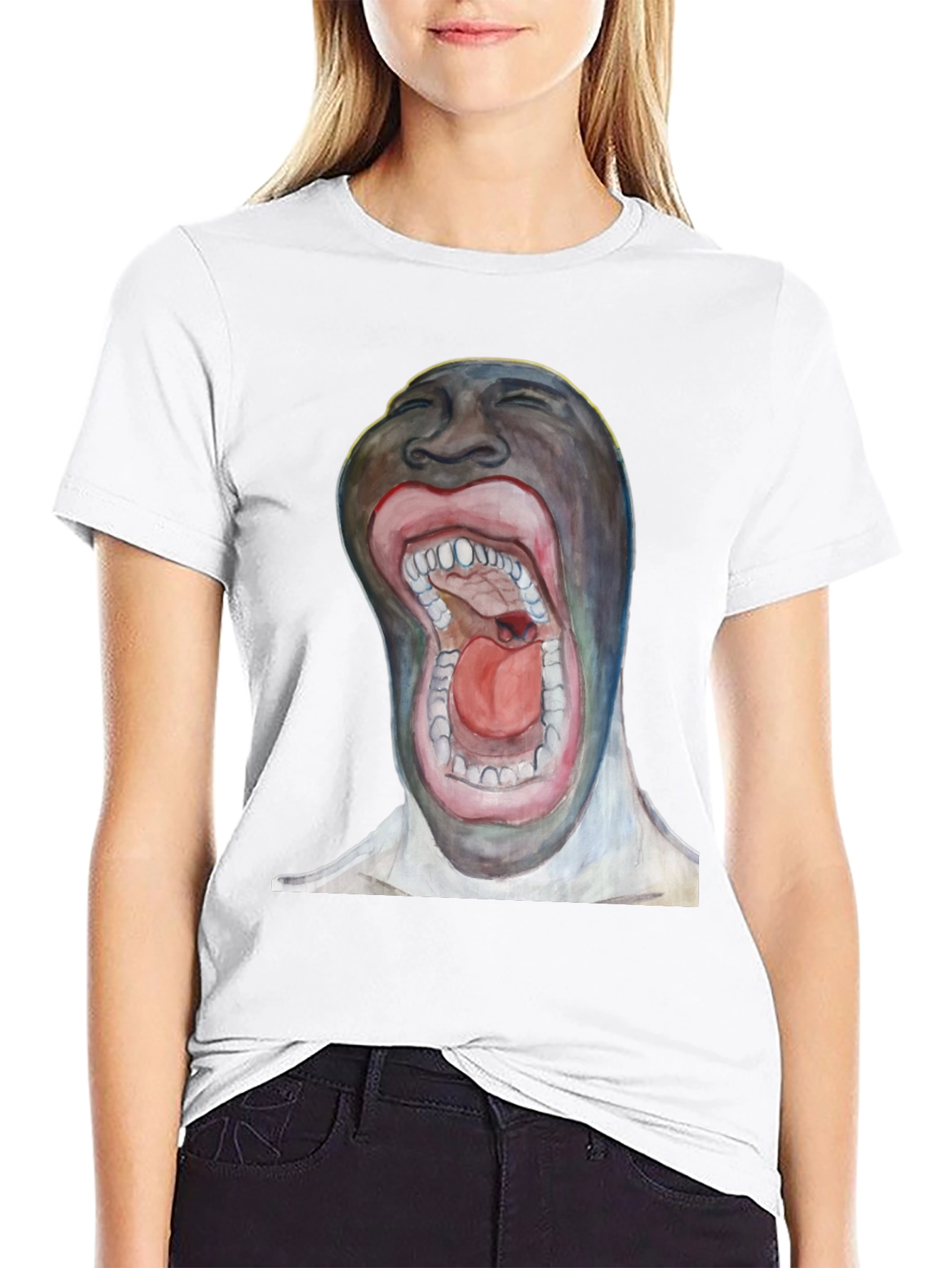 Surreal Open Mouth Graphic T-Shirt