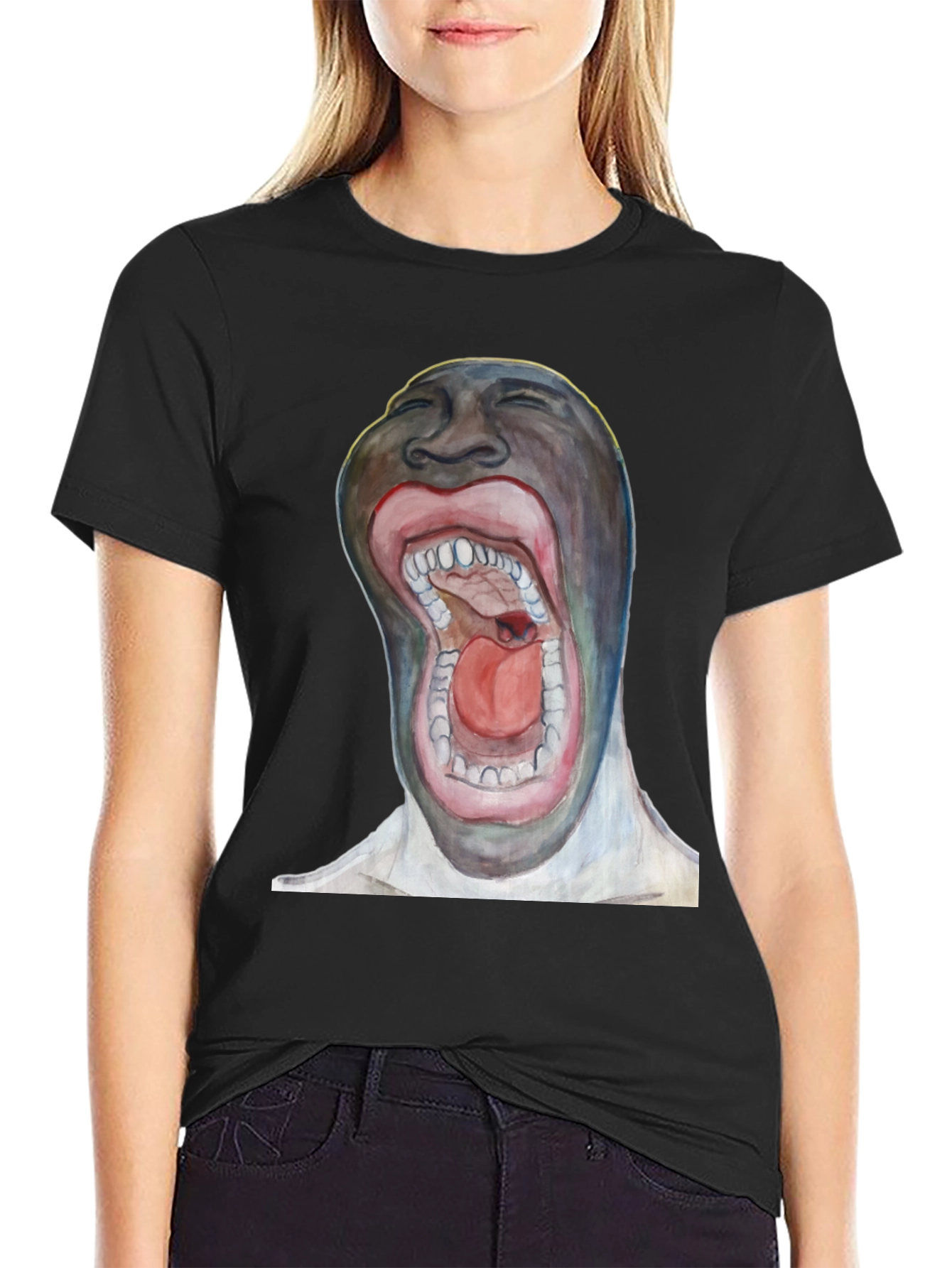 Surreal Open Mouth Graphic T-Shirt