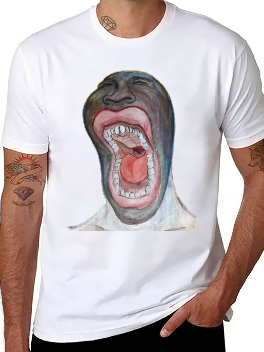 Surreal Open Mouth Graphic T-Shirt