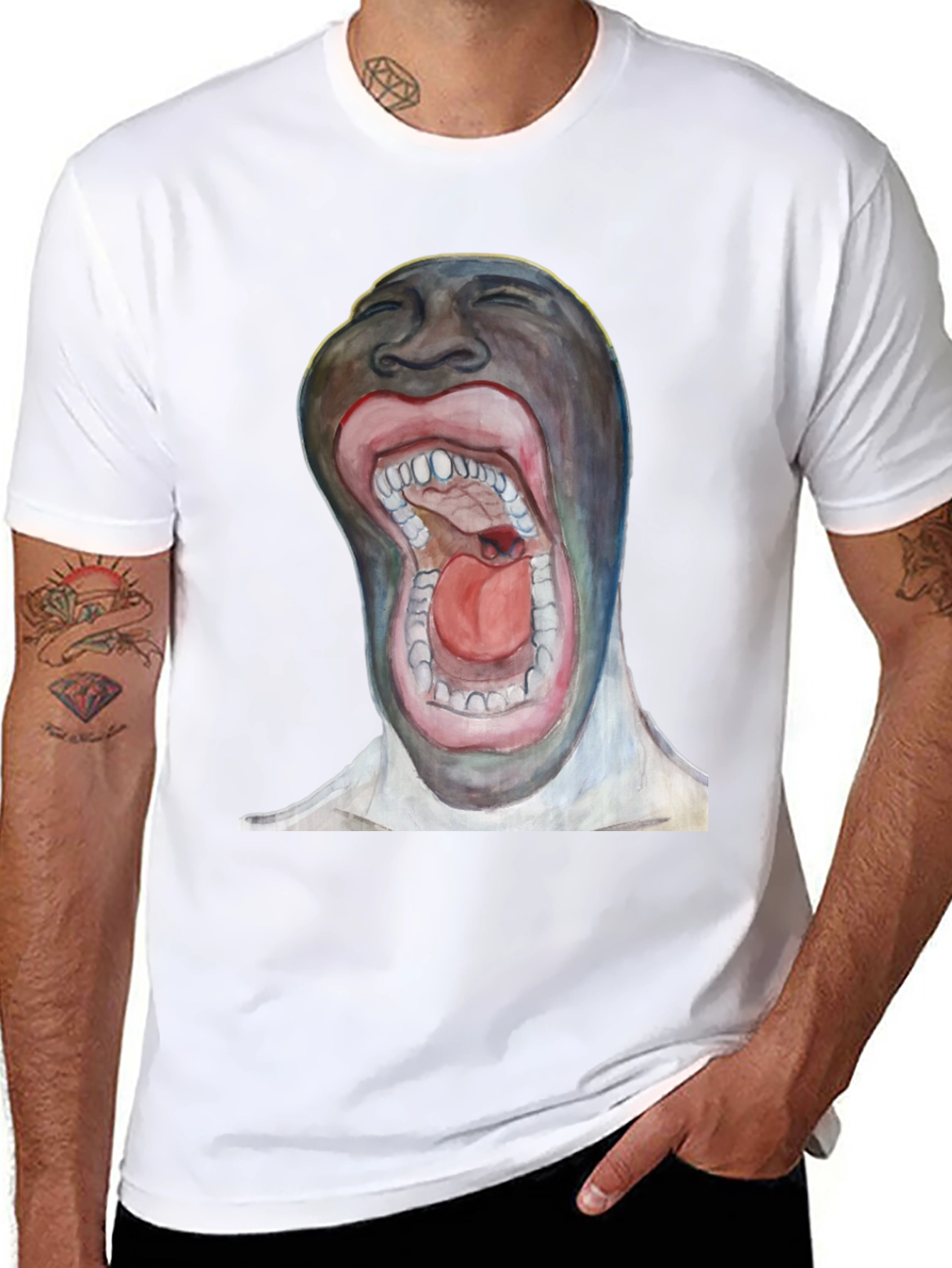 Surreal Open Mouth Graphic T-Shirt