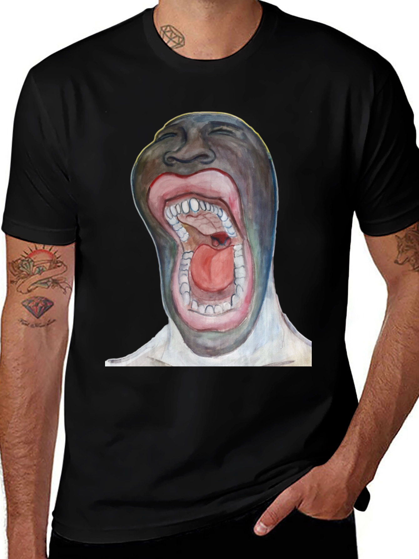 Surreal Open Mouth Graphic T-Shirt