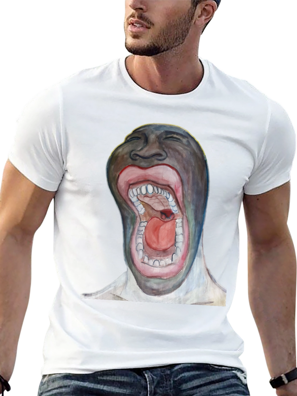 Surreal Open Mouth Graphic T-Shirt