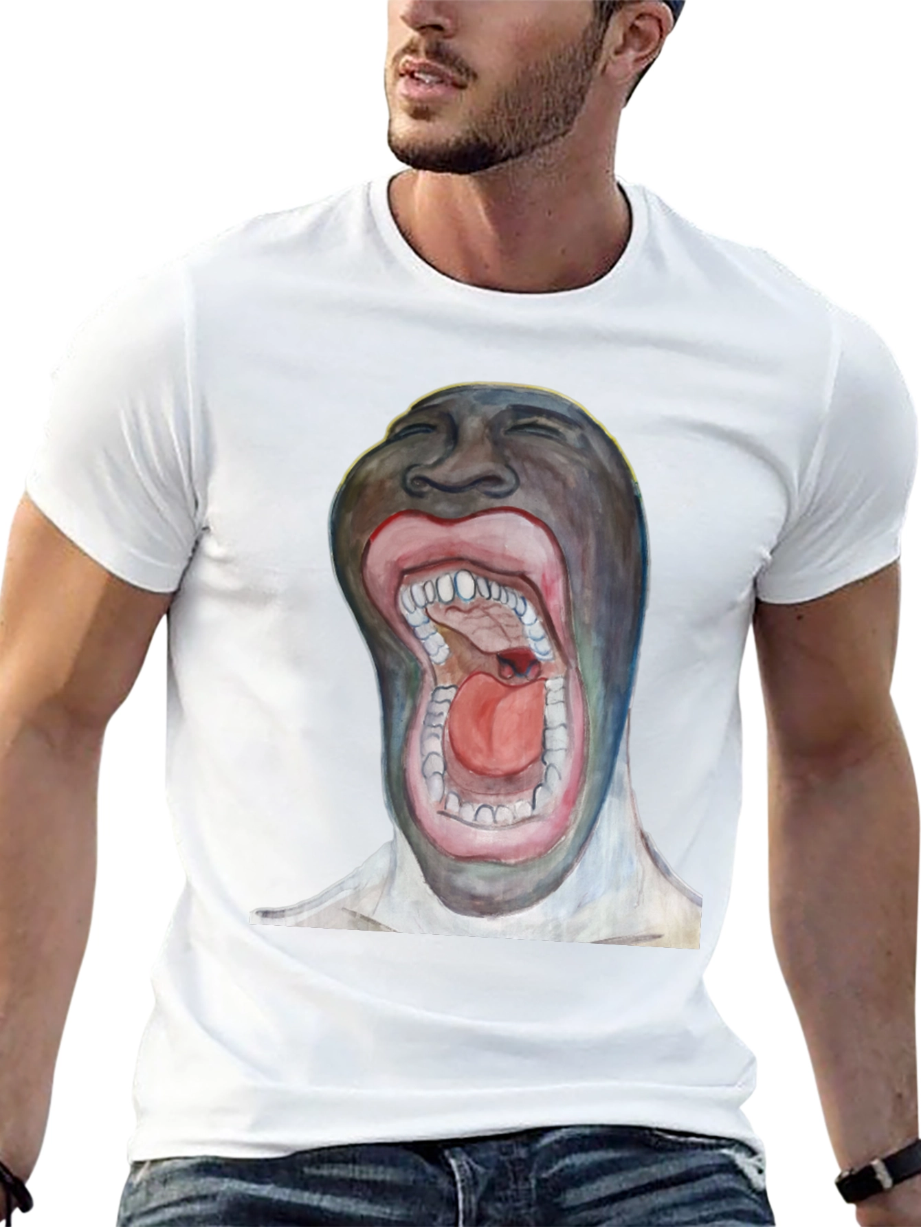 Surreal Open Mouth Graphic T-Shirt