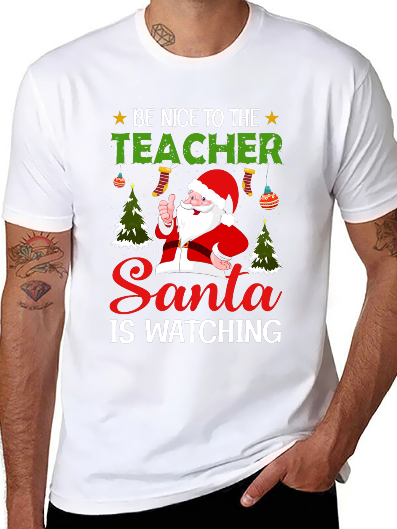 Be Nice To The Teacher Santa T-Shirt