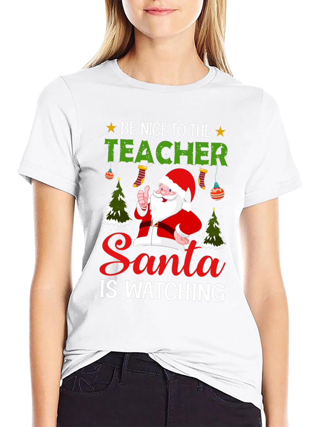 Be Nice To The Teacher Santa T-Shirt