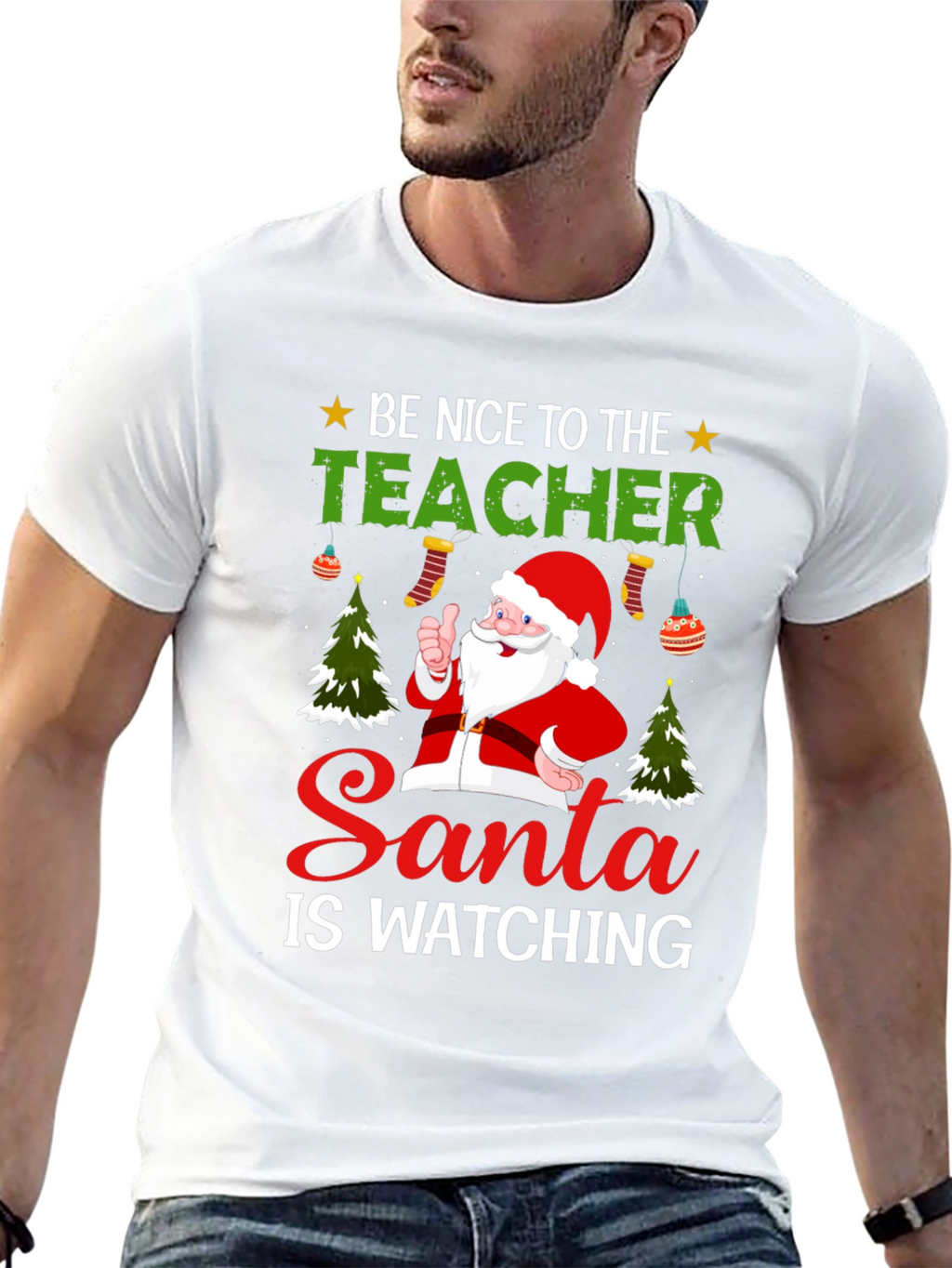 Be Nice To The Teacher Santa T-Shirt