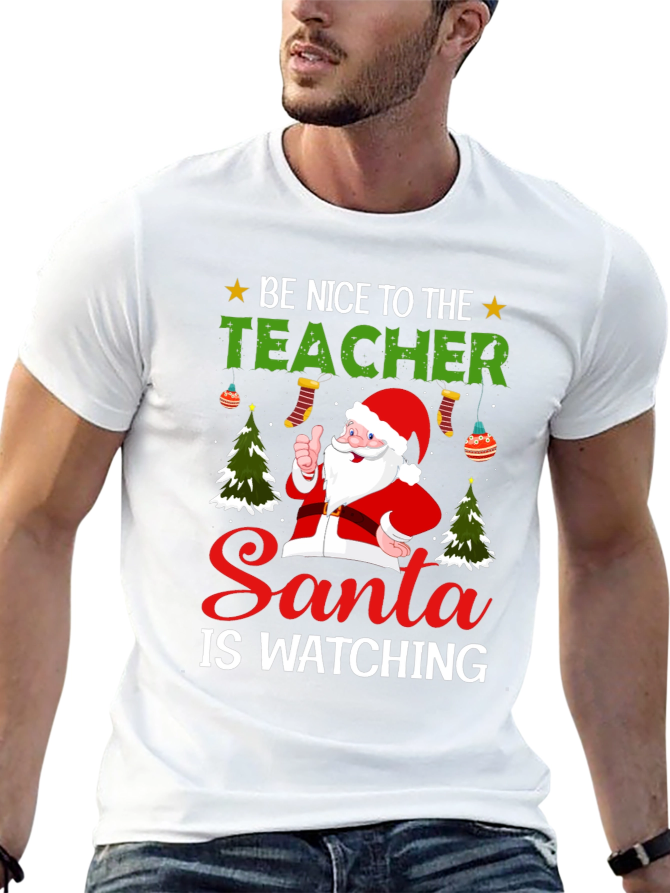 Be Nice To The Teacher Santa T-Shirt