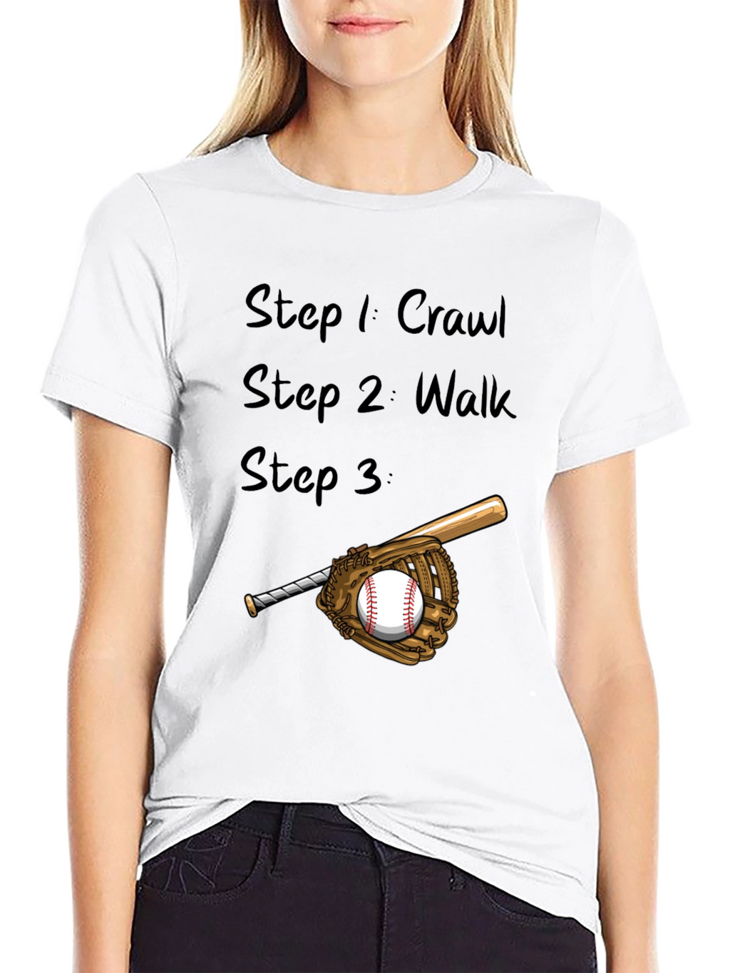 Baseball Steps Mens Black T-Shirt