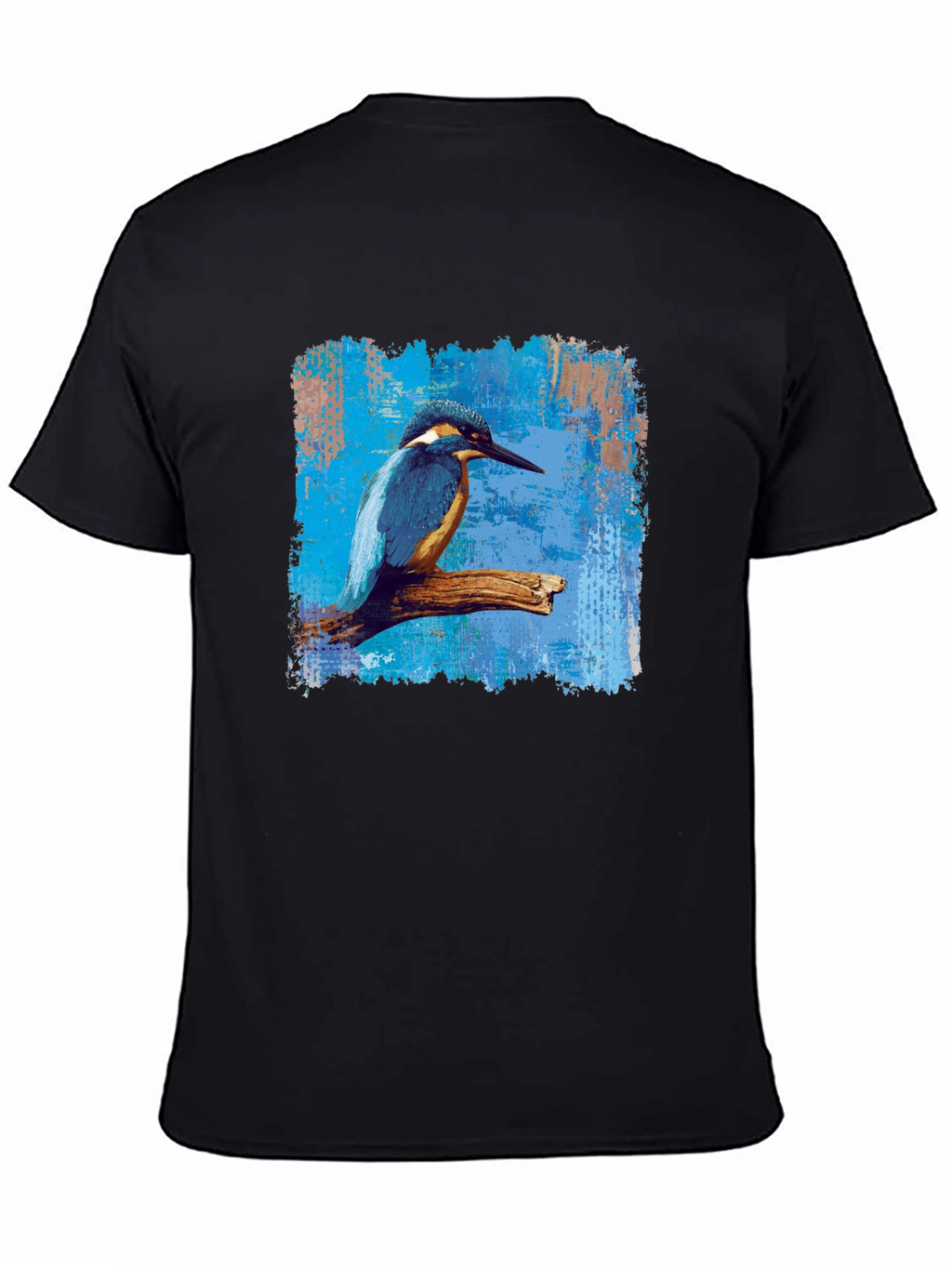 Kingfisher Bird Graphic Print Mens Black T-Shirt