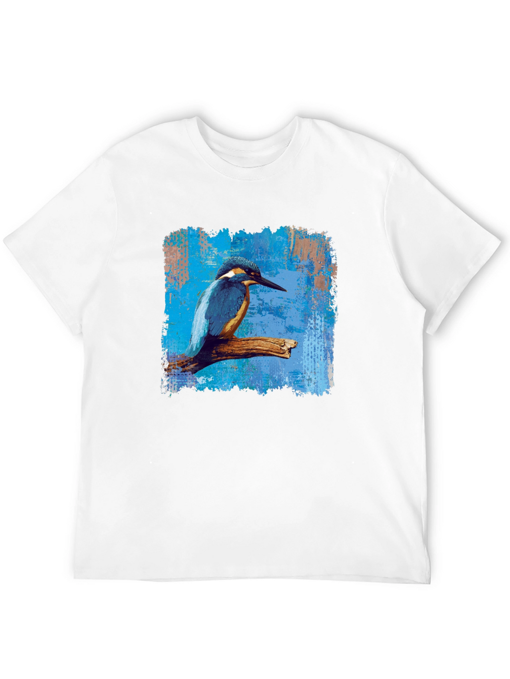 Kingfisher Bird Graphic Print Mens Black T-Shirt