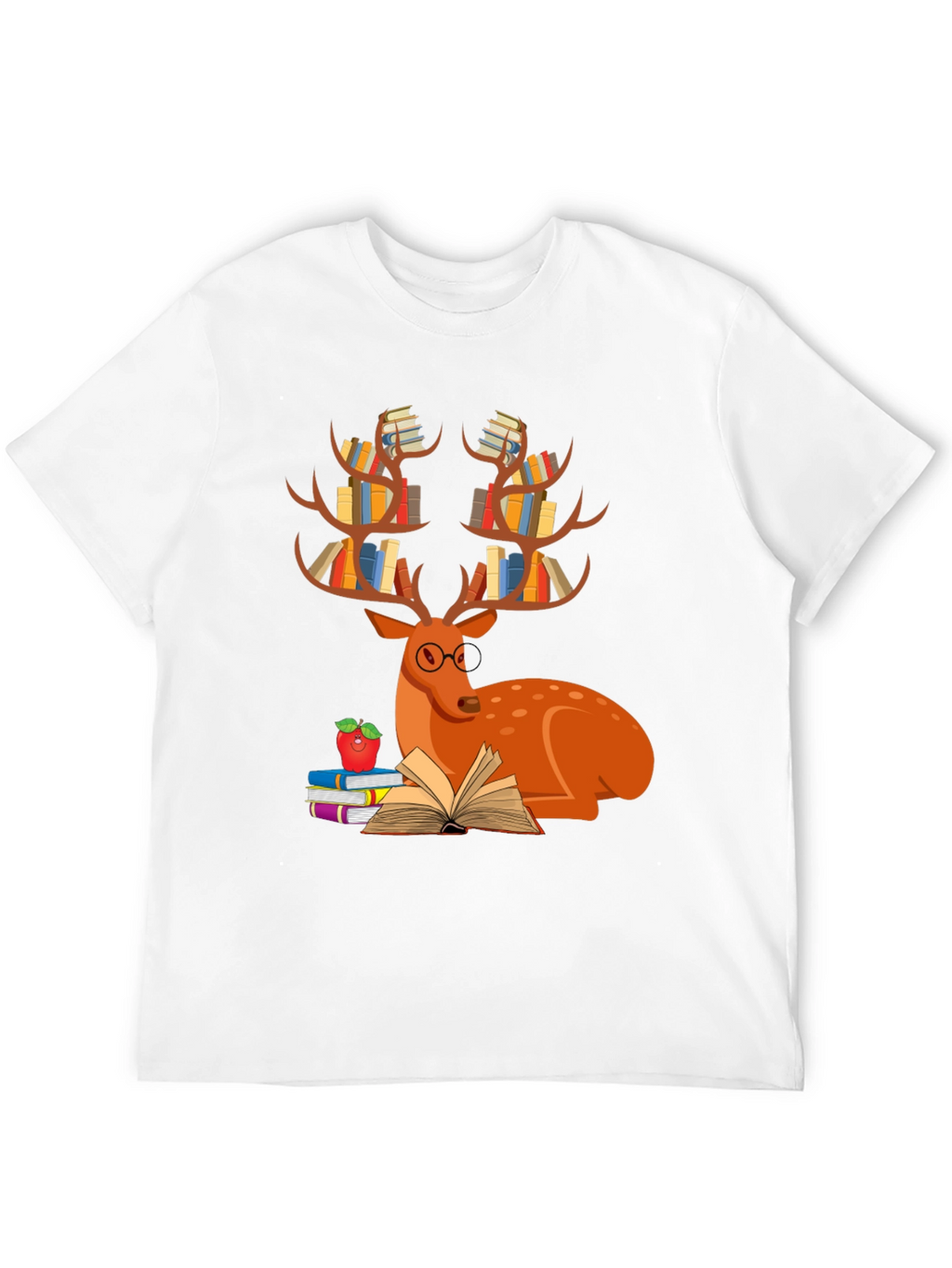 Book Deer T-Shirt Reader Tee Animal Lover