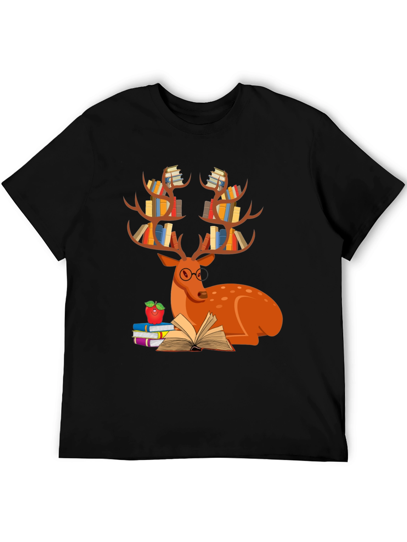 Book Deer T-Shirt Reader Tee Animal Lover