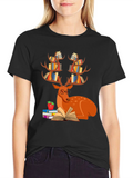 Book Deer T-Shirt Reader Tee Animal Lover