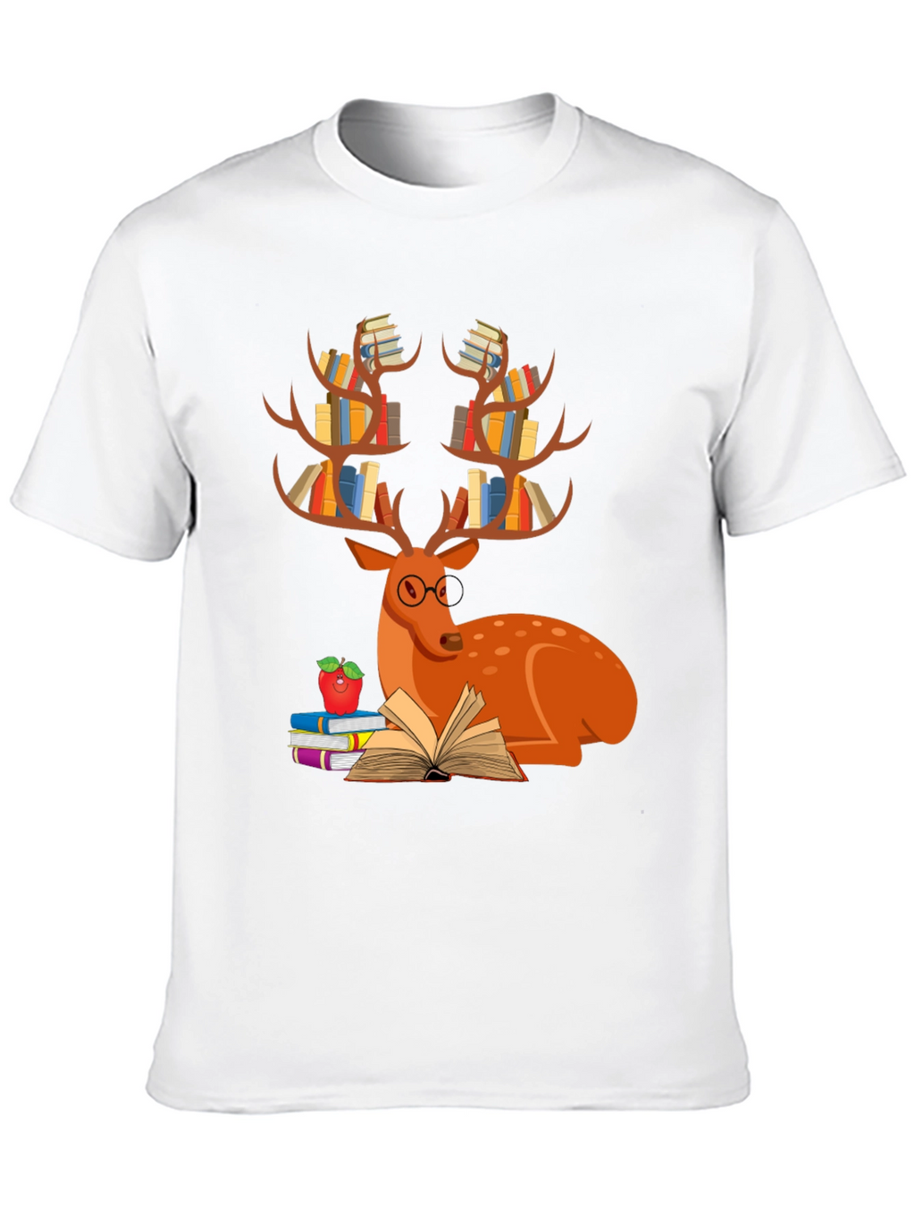 Book Deer T-Shirt Reader Tee Animal Lover