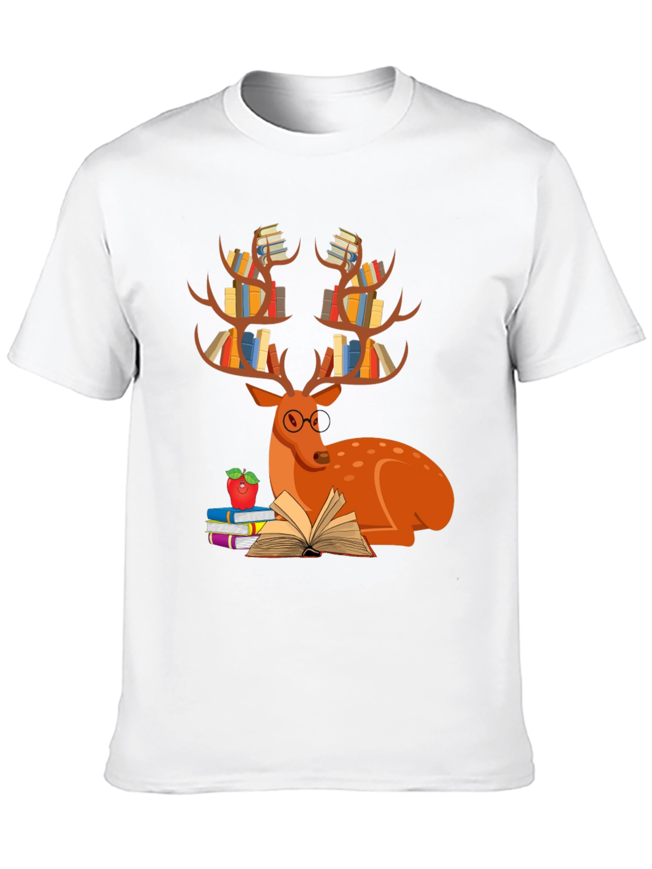 Book Deer T-Shirt Reader Tee Animal Lover