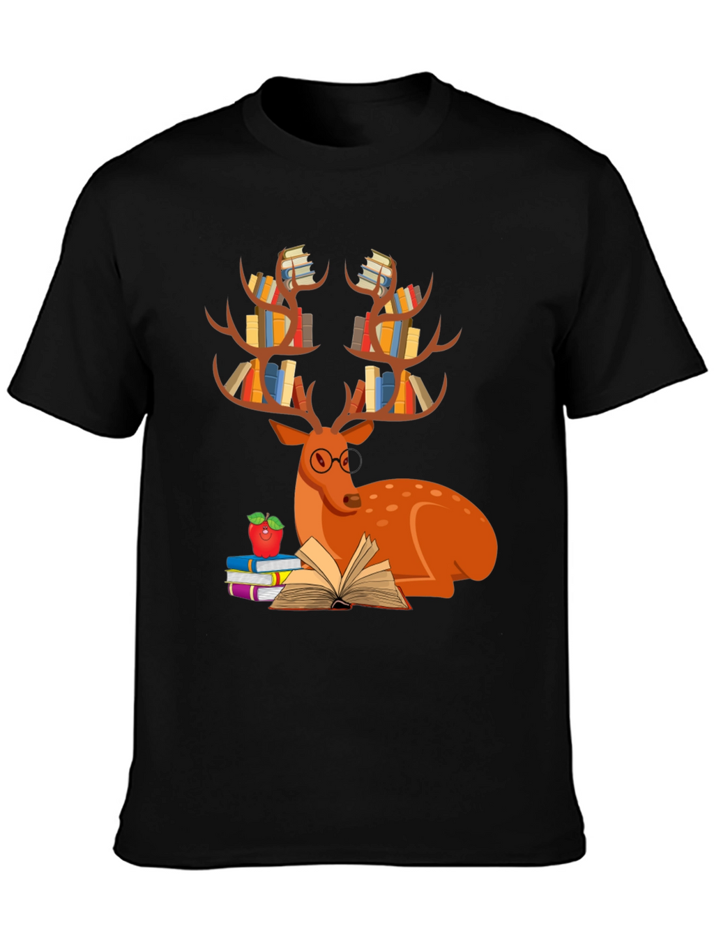 Book Deer T-Shirt Reader Tee Animal Lover