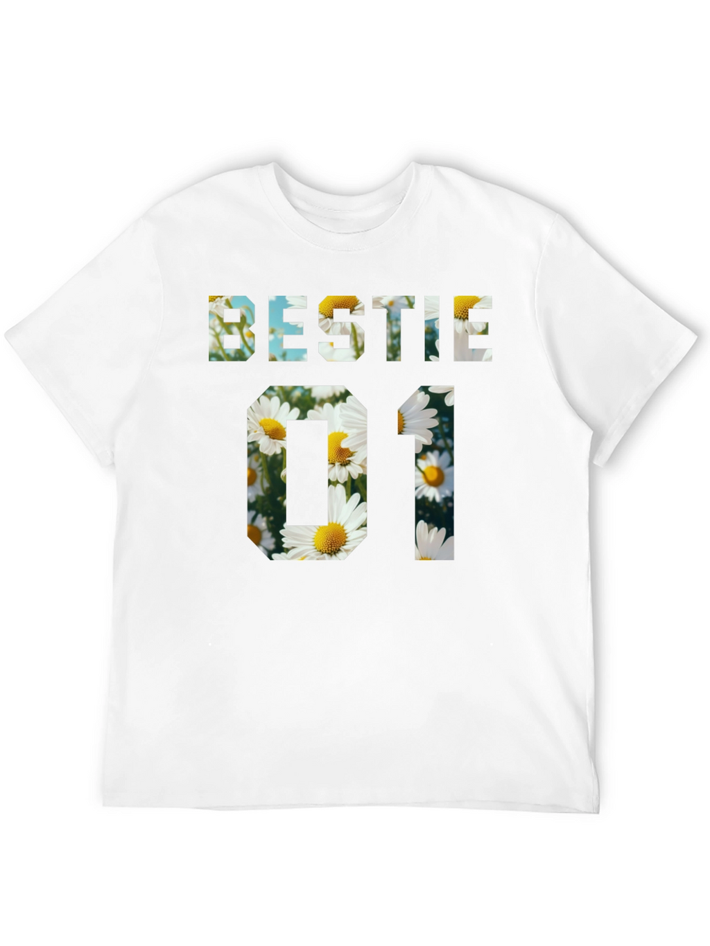 Bestie 01 Floral Graphic Black T-Shirt