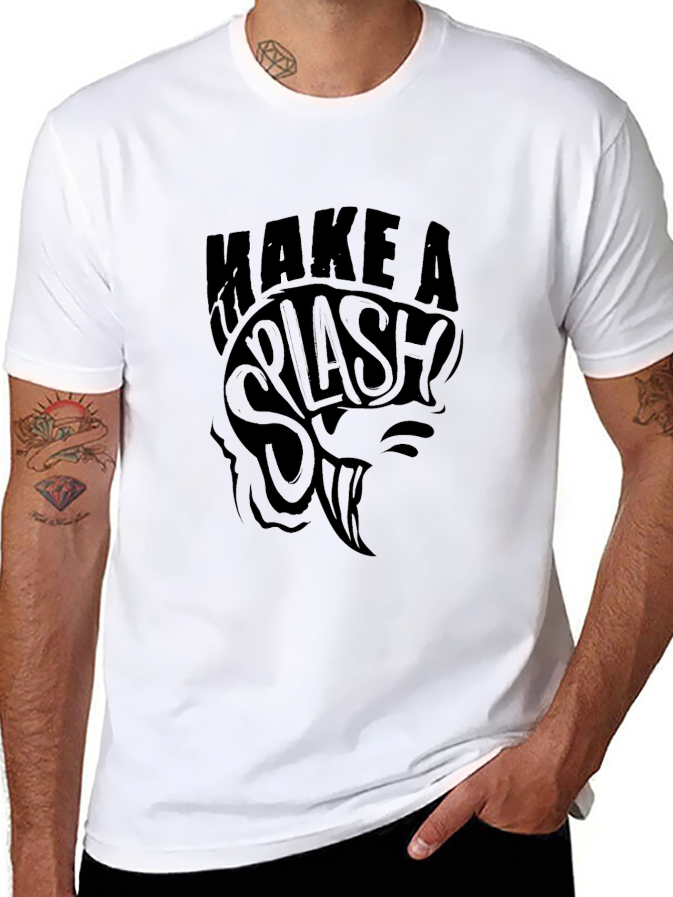 Make a Splash Graphic Tee - Black Cotton T-Shirt