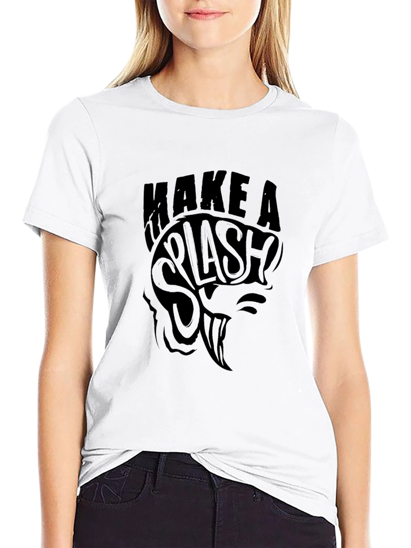 Make a Splash Graphic Tee - Black Cotton T-Shirt