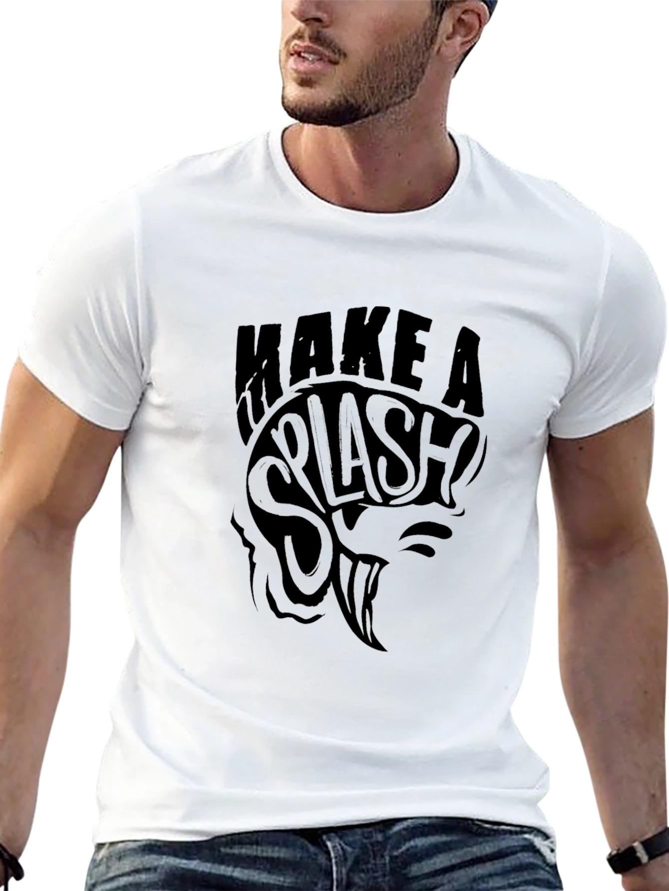 Make a Splash Graphic Tee - Black Cotton T-Shirt