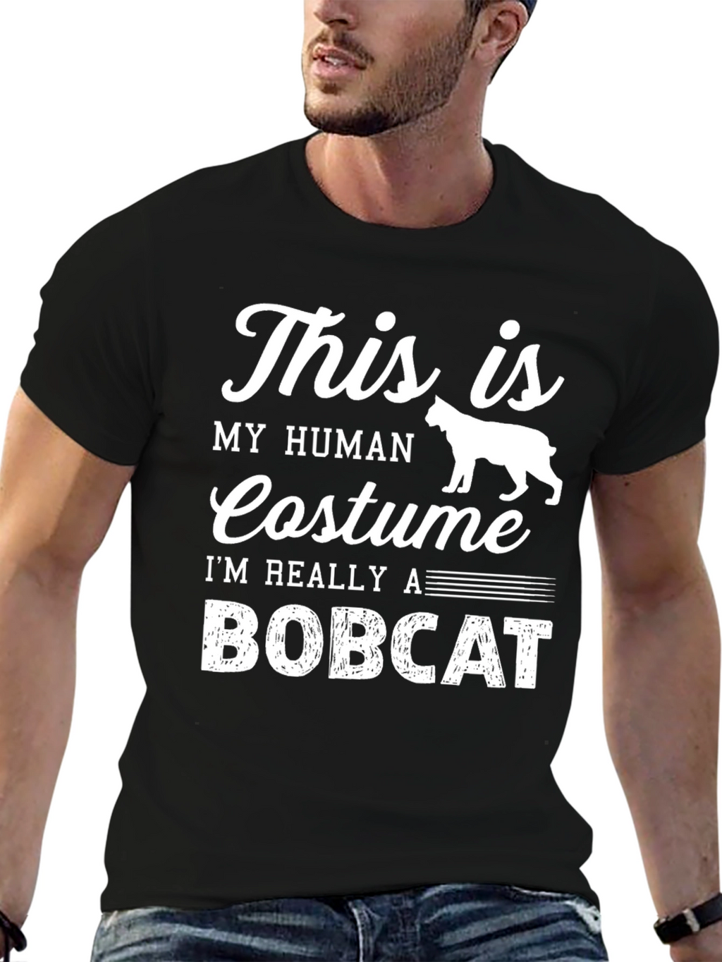 Bobcat Human Costume T-Shirt Funny Animal Tee