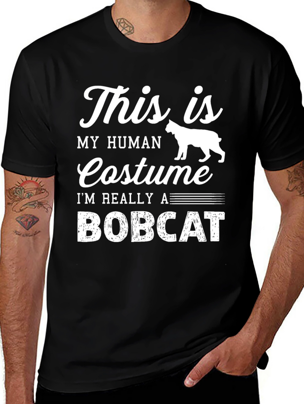 Bobcat Human Costume T-Shirt Funny Animal Tee