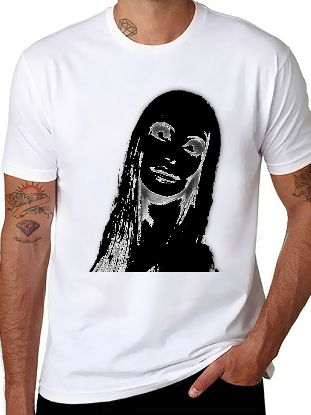 Edgy Portrait Graphic T-Shirt - Unisex Black Tee