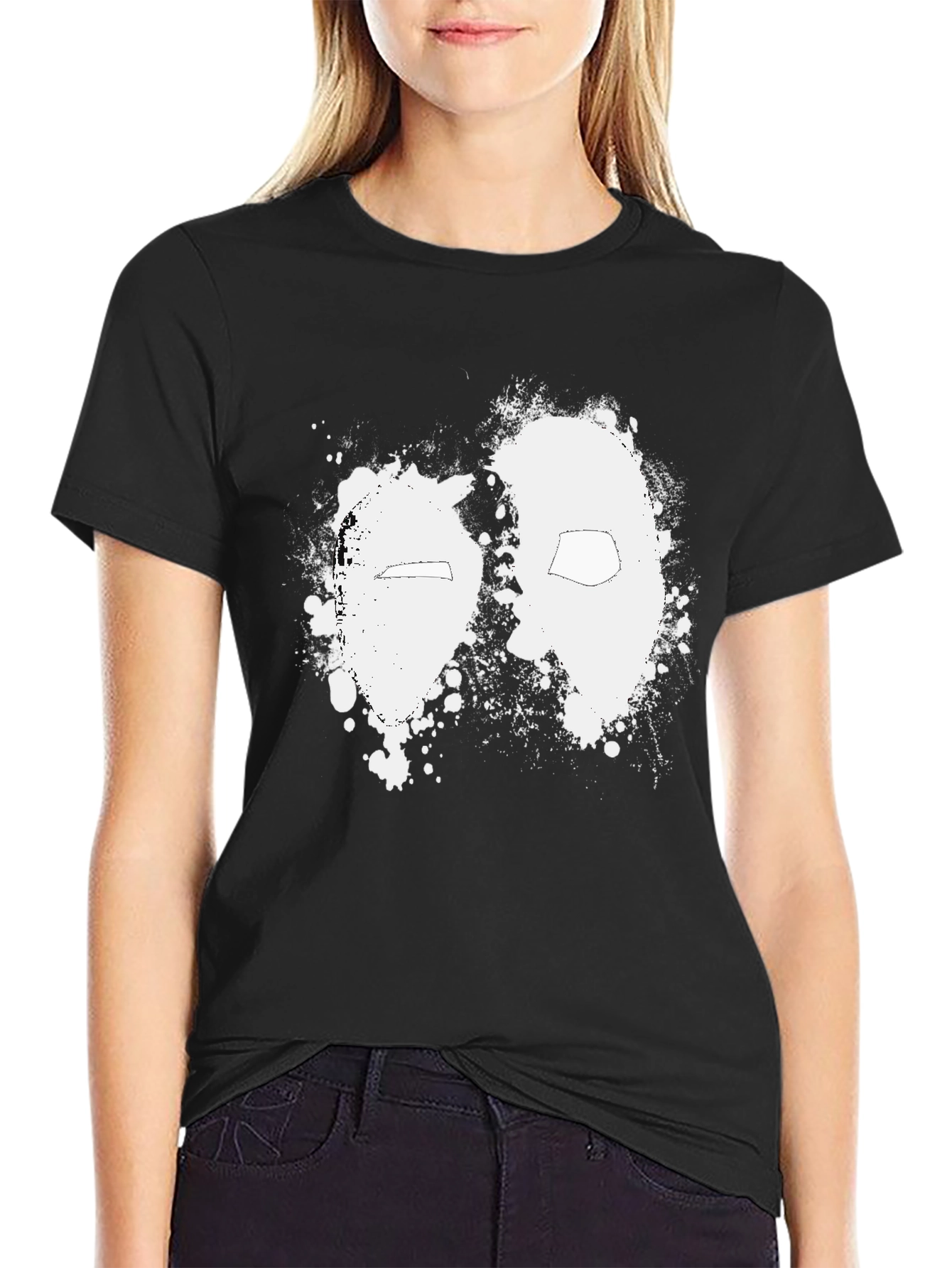 Deadpool Splatter Graphic Black T-Shirt