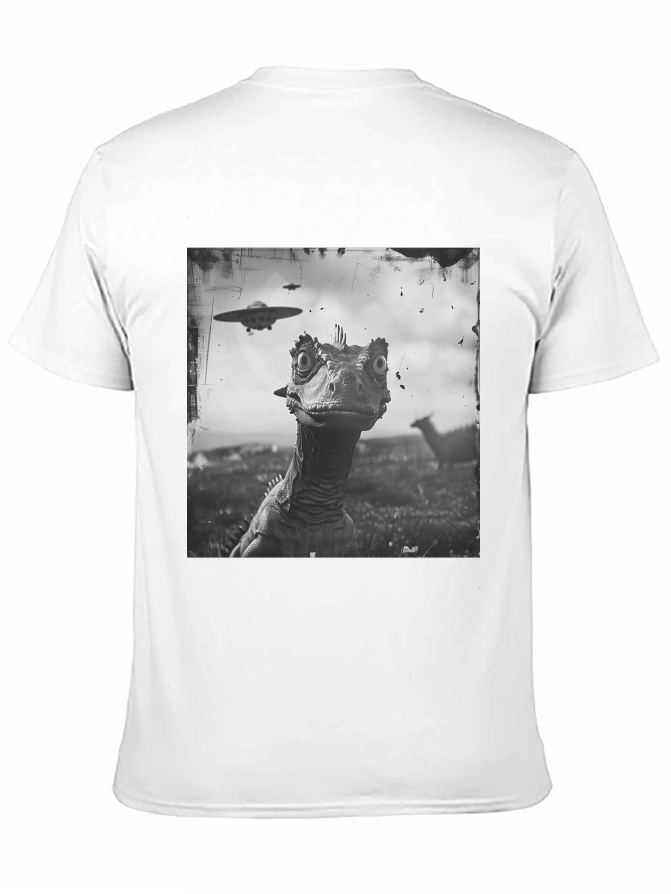 Dinosaur UFO Graphic Black T-Shirt