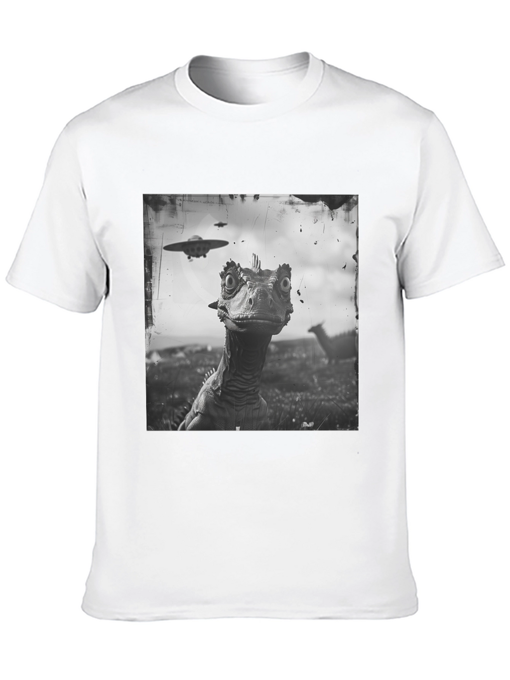 Dinosaur UFO Graphic Black T-Shirt