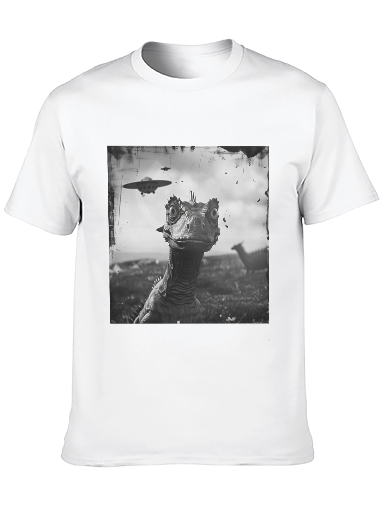 Dinosaur UFO Graphic Black T-Shirt