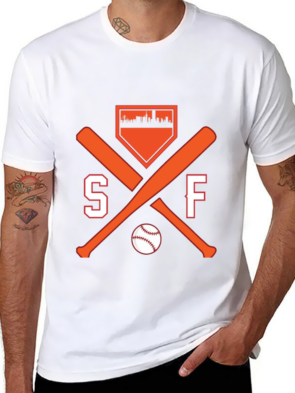 SF Baseball Fan T-Shirt - City Skyline Design