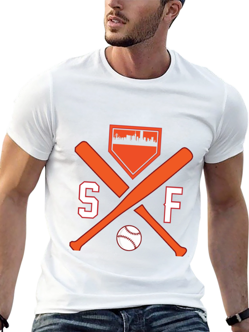 SF Baseball Fan T-Shirt - City Skyline Design