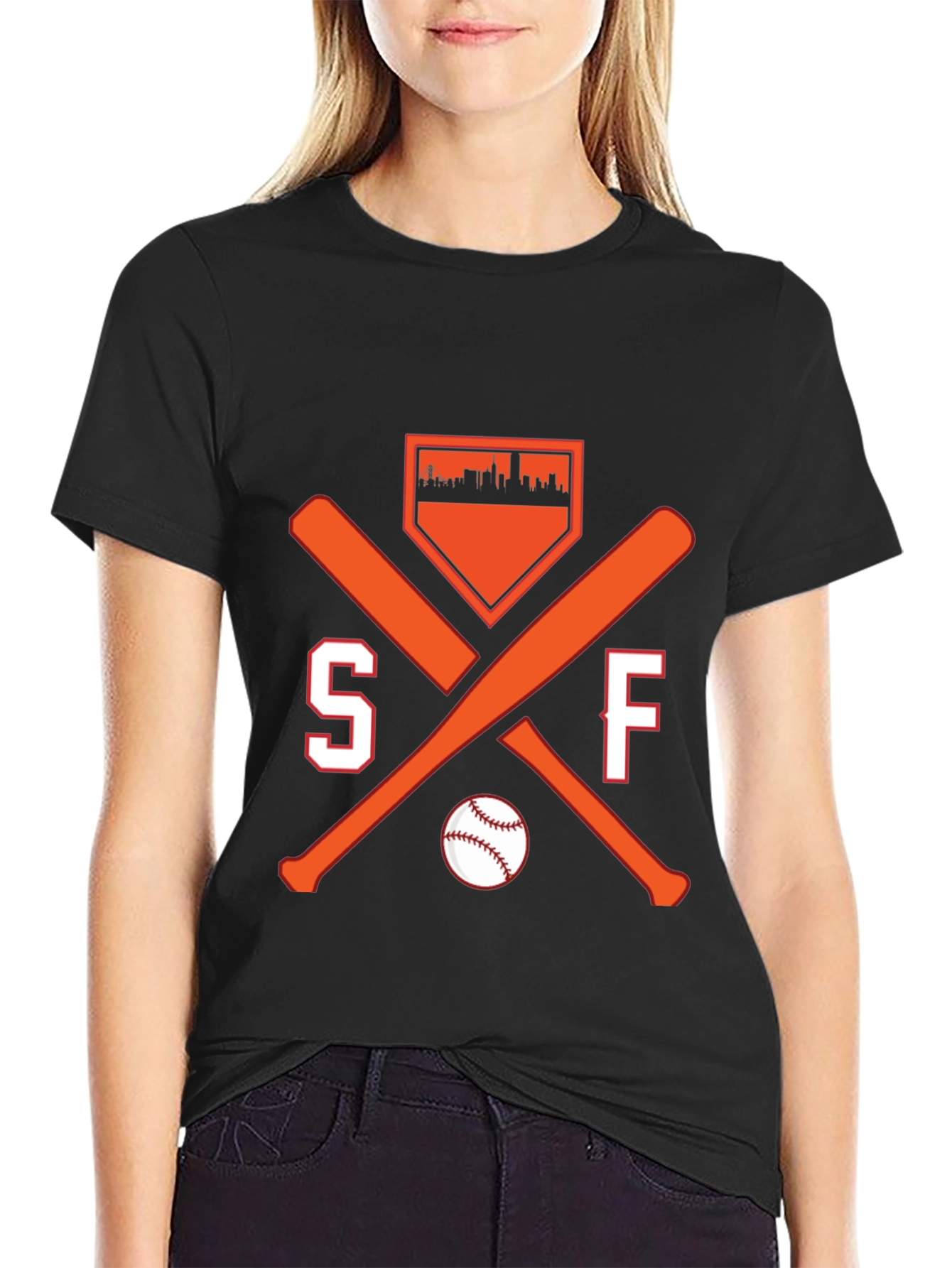 SF Baseball Fan T-Shirt - City Skyline Design