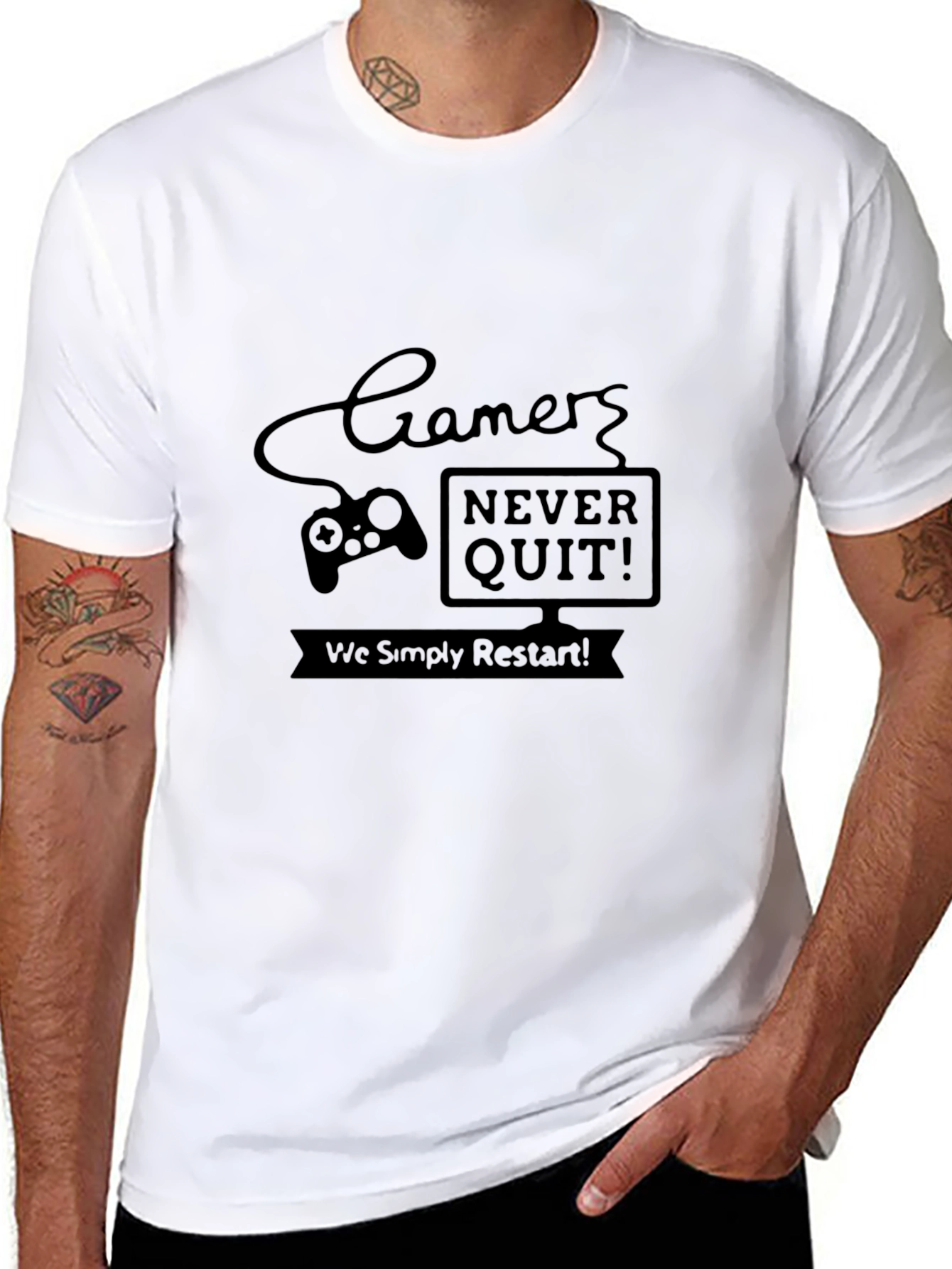 Gamer Never Quit Black T-Shirt